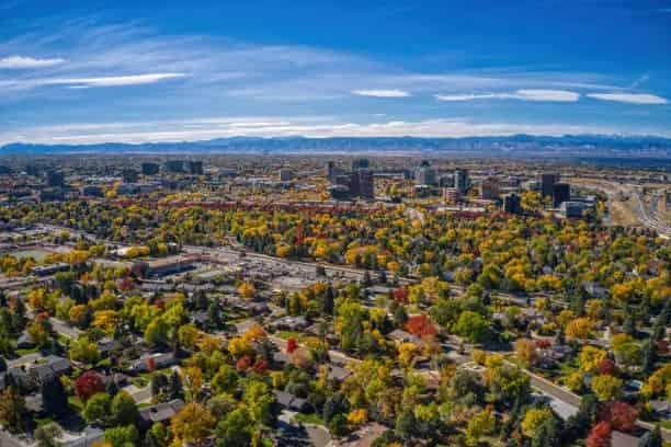Aerial view of Aurora, CO