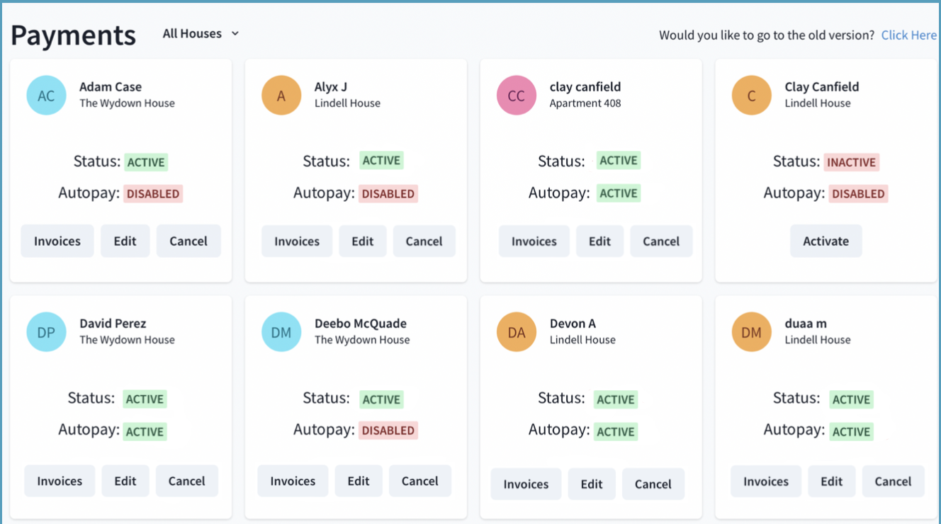 New Resident Autopay and auto invoicing