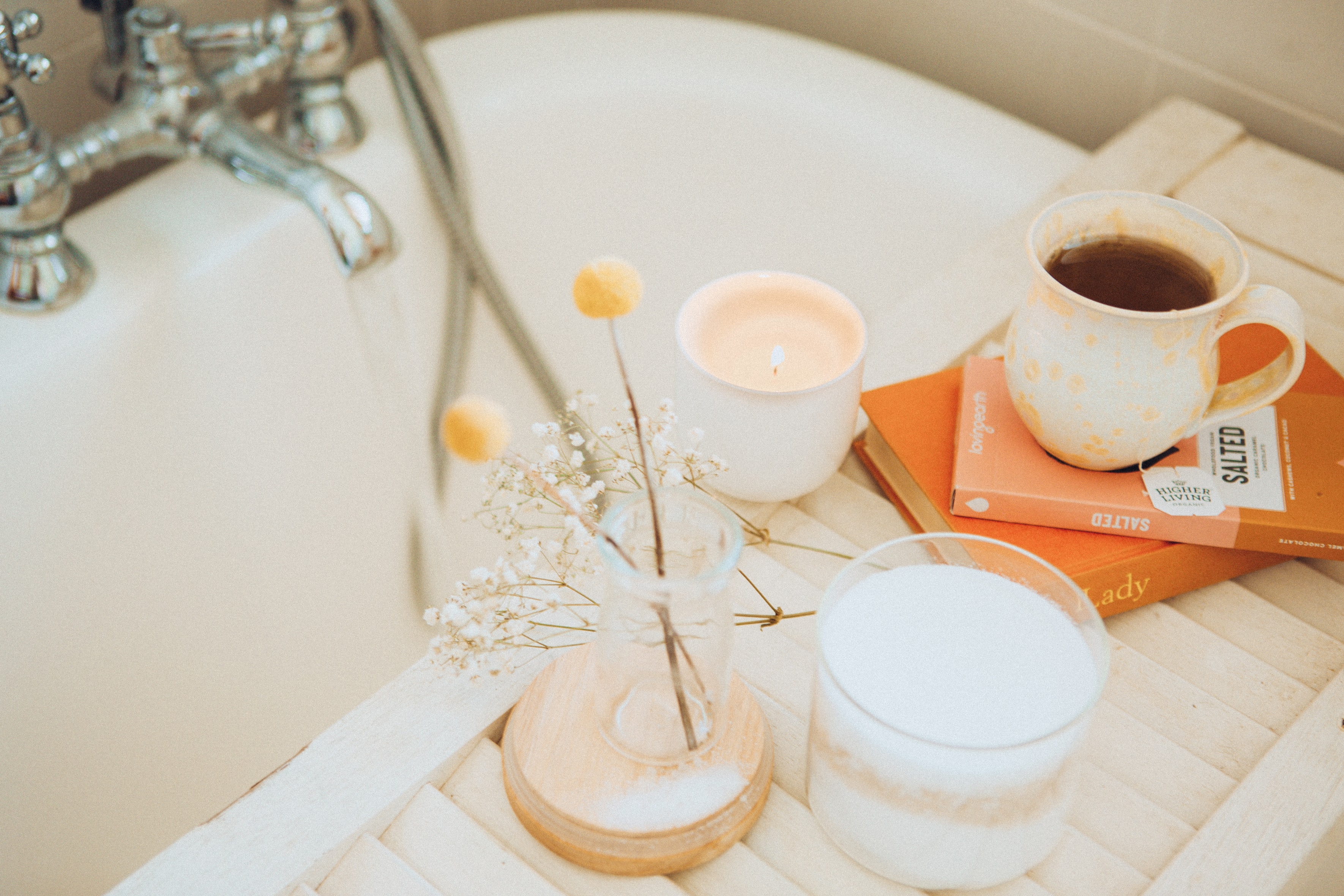 bathtub with candle